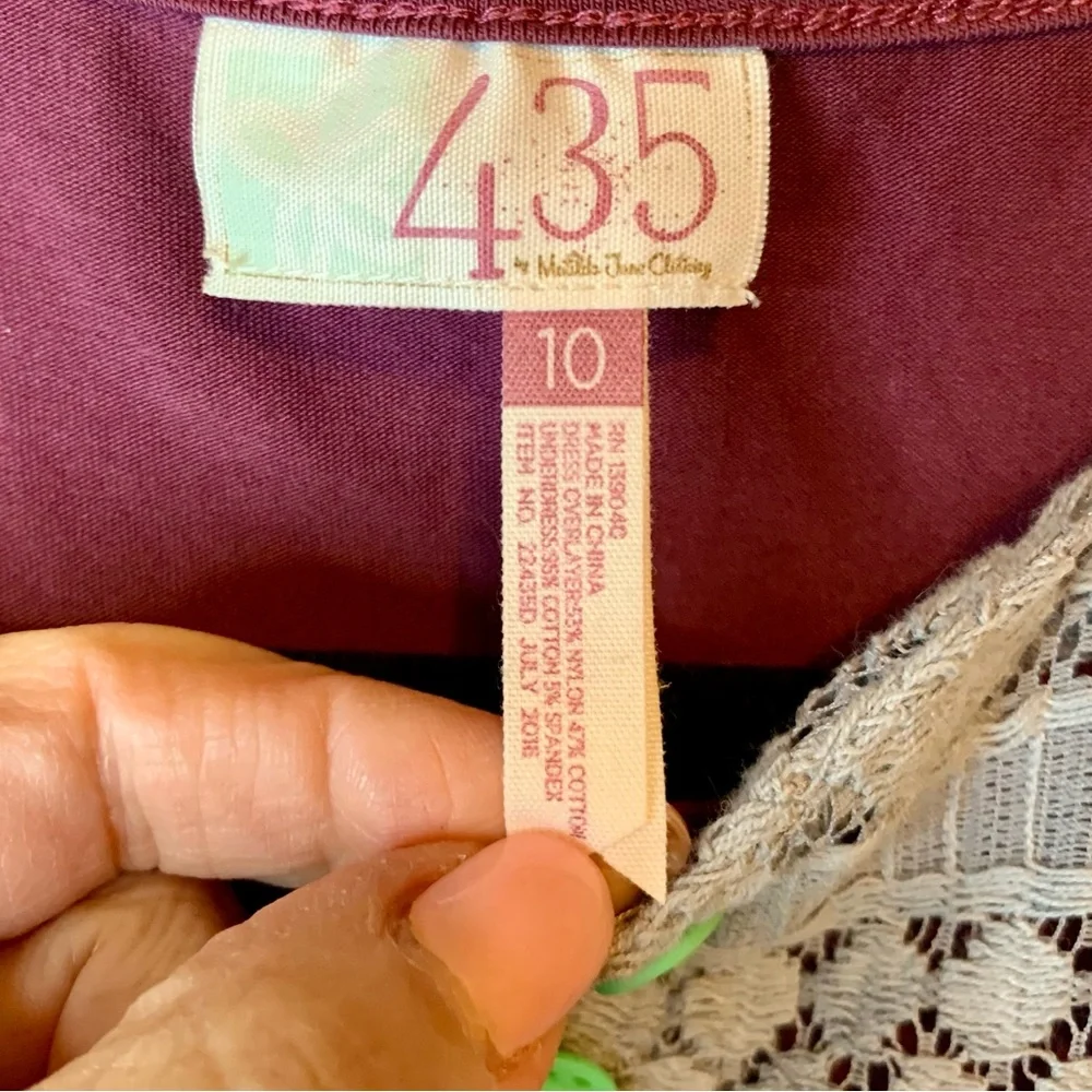 435 Matilda Jane Sovereign Lace Dress Short Sleeves Gray & Purple Girl Size 10